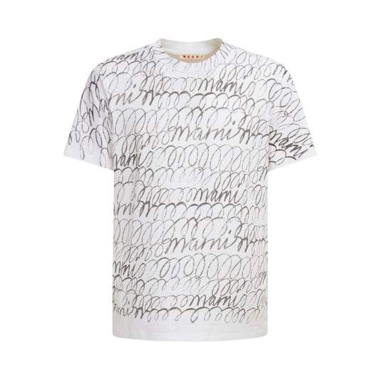 Marni T-Shirt Scribble Logo White-Black