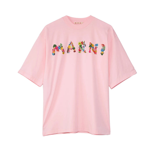 Marni T-Shirt Floral Logo Pink